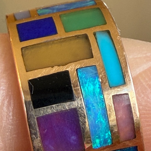 Marla Aaron Multicolor Inlay Gold Ring - Picture 4 of 11